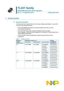 TL431 family Adjustable precision shunt regulator