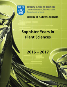 Sophister Years in Plant Sciences 2016 – 2017