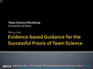 UI Workshop in Team Science (May 2015)