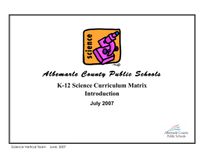 Science Curriculum Matrix - Albemarle County Public Schools