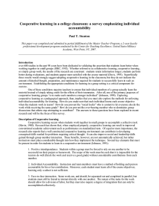 Cooperative learning in a college classroom: a survey