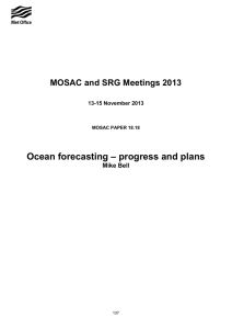 Ocean forecasting – progress and plans