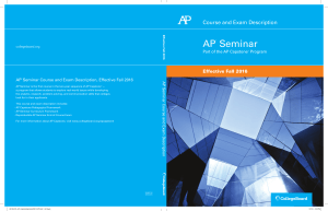 AP Seminar Course and Exam Description
