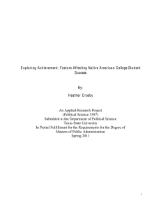 Exploring Achievement: Factors Affecting Native American College