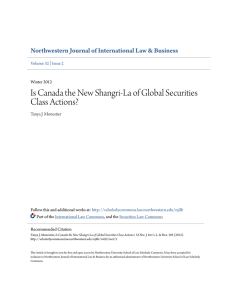 Is Canada the New Shangri-La of Global Securities Class Actions?