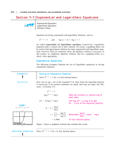 Section 4-7 Exponential and Logarithmic Equations