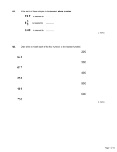 Q1. Write each of these shapes to the nearest whole number. 13.7 is