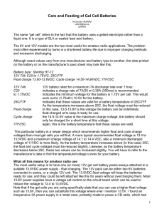 Care and Feeding of the Gel Cell Battery