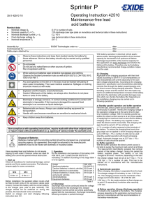 Sprinter Operating Instructions