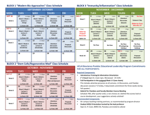 BLOCK 1 “Modern Bio Approaches” Class Schedule SEPTEMBER