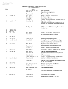 Academic Calendar - Springfield Technical Community College