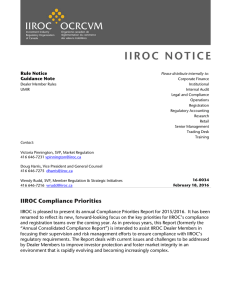 IIROC Compliance Priorities report