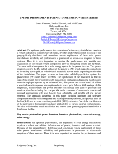 Uptime Improvements for Photovoltaic Power