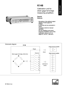 Calibration unit for strain gage full bridge measuring amplifiers Data