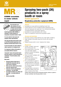 products in a spray booth or room