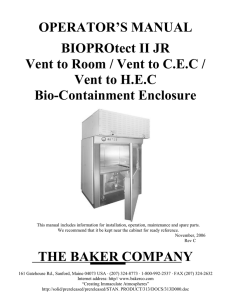 OPERATOR`S MANUAL BIOPROtect II JR Vent to Room / Vent to