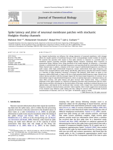 Spike latency and jitter of neuronal membrane patches with