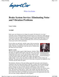 Brake System Service: Eliminating Noise and Vibration