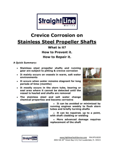 Crevice Corrosion on Stainless Steel Propeller Shafts