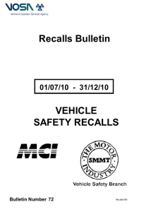 Vehicle Recalls Bulletin - 01/07/10 - 31/12/10