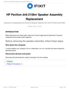 HP Pavilion dv6-2158nr Speaker Assembly Replacement