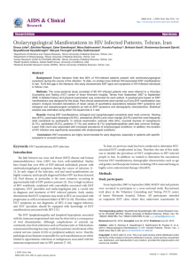 Otolaryngological Manifestations in HIV Infected Patients, Tehran, Iran