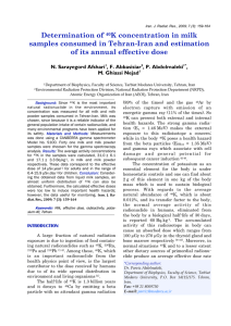 Determination of 40K concentration in milk samples consumed in