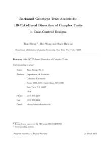 (BGTA)-Based Dissection of Complex Traits in Case