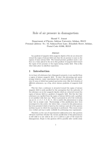 Role of air pressure in diamagnetism