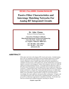 Passive Filter Characteristics and Interstage Matching Networks for