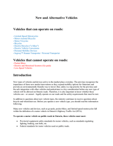 New and Alternative Vehicles Vehicles that can operate on roads