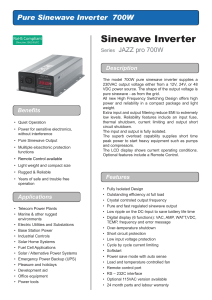 RIPEnergy Sinewave Inverter JAZZ pro 700W