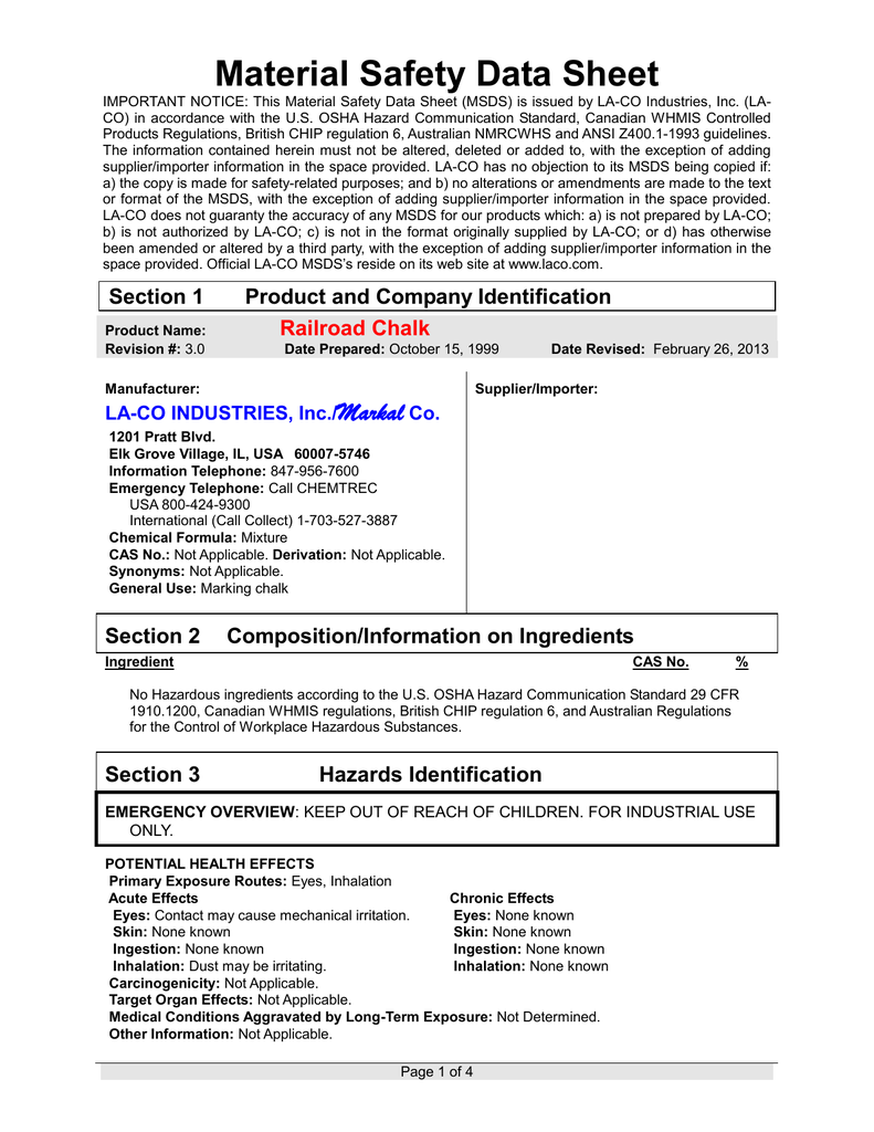 Material Safety Data Sheet All