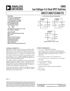 ADG721/ADG722/ADG723 CMOS Low Voltage 4 Ohm Dual SPST