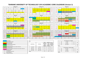 Academic Core Calendar 2016 - Tshwane University of Technology