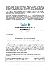 Change of Record Date - Standard Chartered Bank