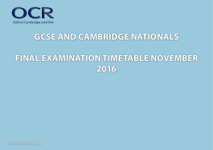 OCR June 2016 Finall examination timetable