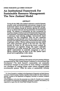 An Institutional Framework For Sustainable Resource Management