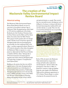 The creation of - Mackenzie Valley Review Board