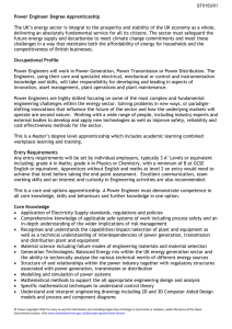 Apprenticeship standard for a power engineer