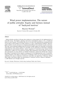 Wind power implementation: The nature of public attitudes: Equity