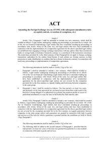 Amending the Foreign Exchange Act, no. 87/1992, with subsequent