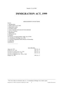 Word Pro - Document in (Read-Only) Immigration Act, 1999