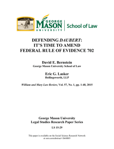 defending daubert: it`s time to amend federal rule of evidence 702