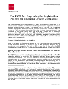 The FAST Act: Improving the Registration Process for