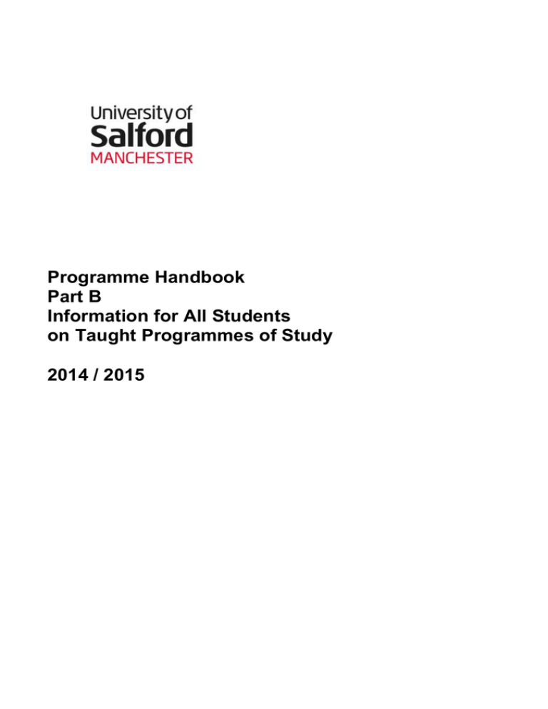 Programme Handbook Programme Handbook Part B Information