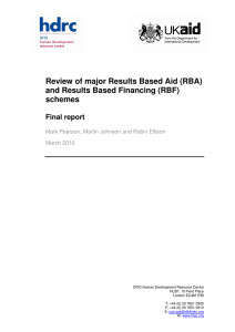 Review of major Results Based Aid (RBA)