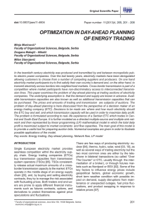 optimization in day-ahead planning of energy trading - CEON-a