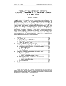 The Hazy `Bright Line`: Defining Federal and State Regulation of