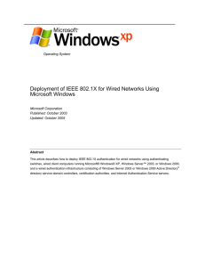 Deployment of IEEE 802.1X for Wired Networks Using Microsoft